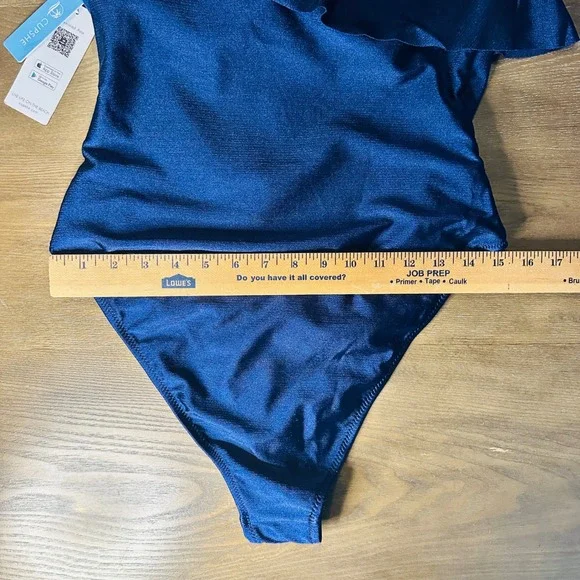 Swimsuit XL‎ One Shoulder Ruffle One Piece Swimsuit Navy Blue XL BNWT - Picture 6 of 8